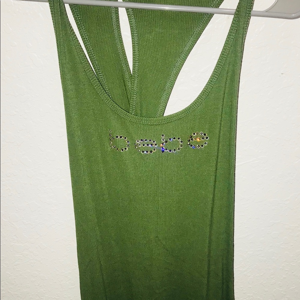 Bebe olive green midl length dress
